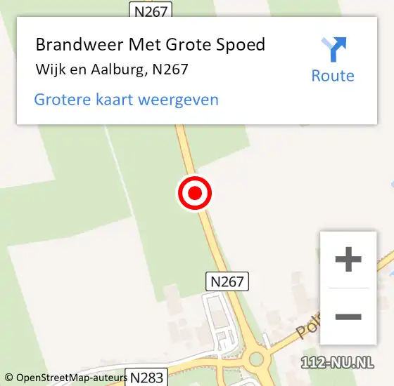 Locatie op kaart van de 112 melding: Brandweer Met Grote Spoed Naar Wijk en Aalburg, N267 op 11 juli 2017 16:34