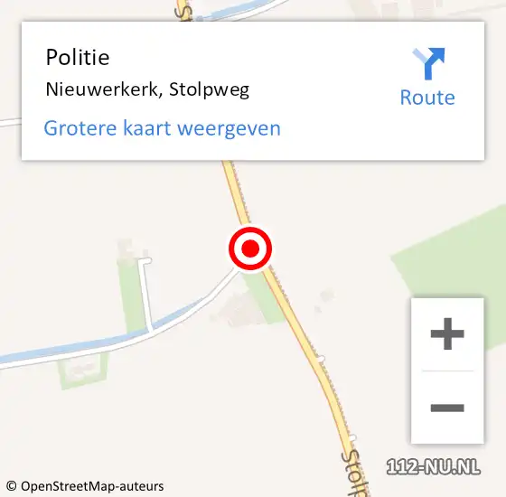 Locatie op kaart van de 112 melding: Politie Nieuwerkerk, Stolpweg op 11 juli 2017 19:08