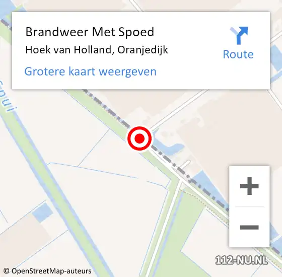 Locatie op kaart van de 112 melding: Brandweer Met Spoed Naar Hoek van Holland, Oranjedijk op 11 juli 2017 22:27