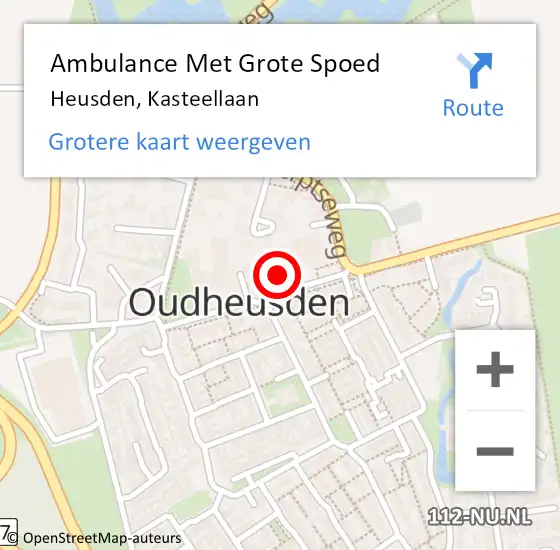 Locatie op kaart van de 112 melding: Ambulance Met Grote Spoed Naar Heusden, Kasteellaan op 12 juli 2017 11:01