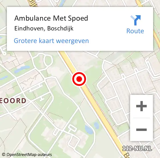 Locatie op kaart van de 112 melding: Ambulance Met Spoed Naar Eindhoven, Boschdijk op 12 juli 2017 11:33