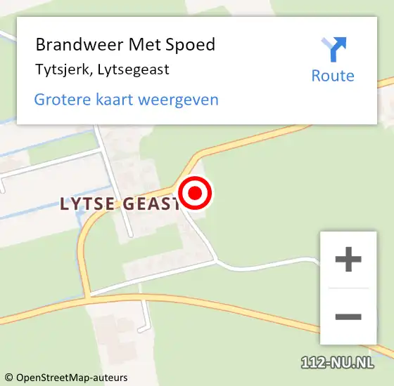Locatie op kaart van de 112 melding: Brandweer Met Spoed Naar Tytsjerk, Lytsegeast op 12 juli 2017 12:17