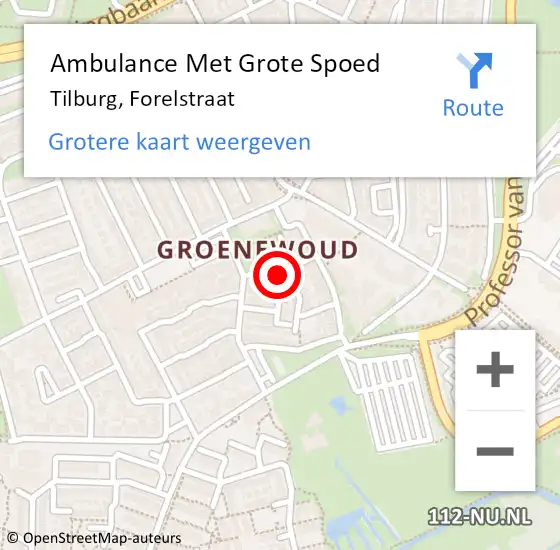 Locatie op kaart van de 112 melding: Ambulance Met Grote Spoed Naar Tilburg, Forelstraat op 12 juli 2017 13:02