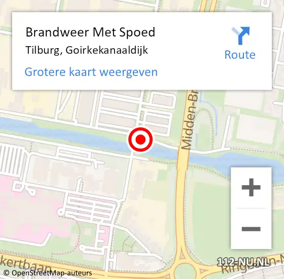 Locatie op kaart van de 112 melding: Brandweer Met Spoed Naar Tilburg, Goirkekanaaldijk op 12 juli 2017 14:31