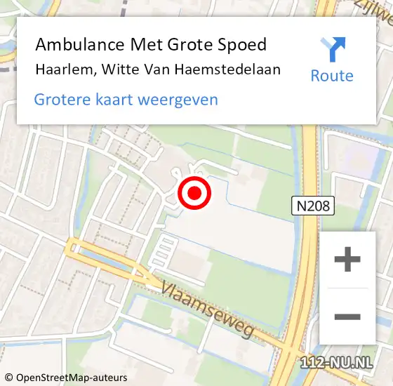 Locatie op kaart van de 112 melding: Ambulance Met Grote Spoed Naar Haarlem, Witte Van Haemstedelaan op 12 juli 2017 18:52