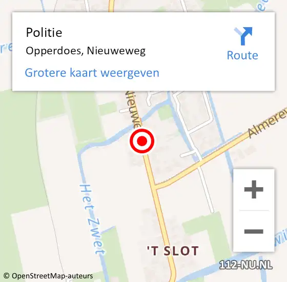 Locatie op kaart van de 112 melding: Politie Opperdoes, Nieuweweg op 12 juli 2017 19:06