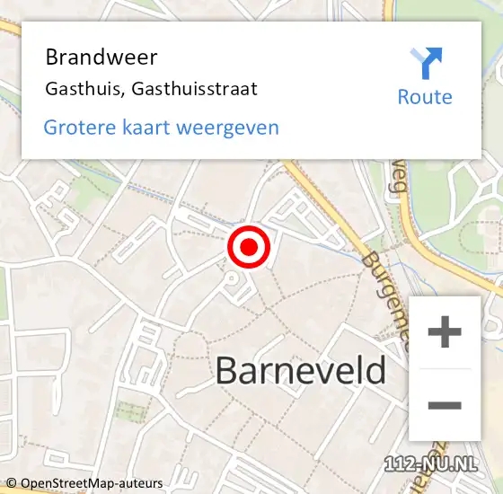 Locatie op kaart van de 112 melding: Brandweer Gasthuis, Gasthuisstraat op 12 juli 2017 20:48