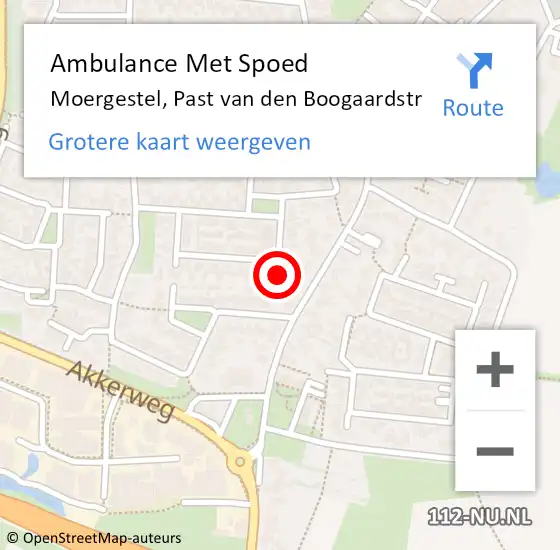 Locatie op kaart van de 112 melding: Ambulance Met Spoed Naar Moergestel, Past van den Boogaardstr op 13 juli 2017 07:25