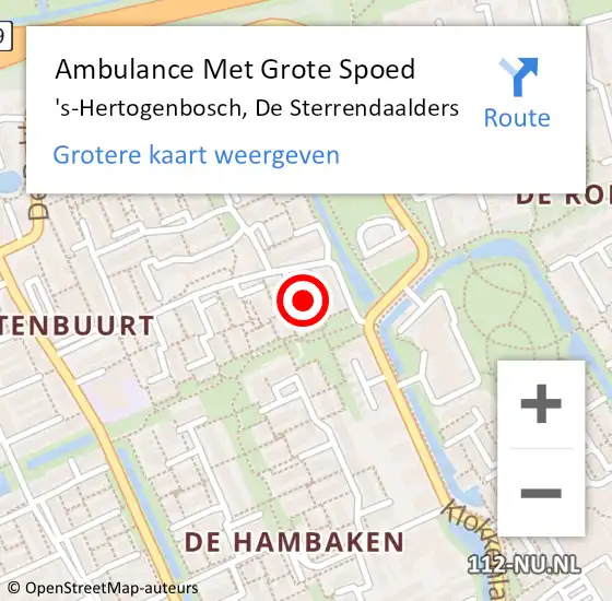 Locatie op kaart van de 112 melding: Ambulance Met Grote Spoed Naar 's-Hertogenbosch, De Sterrendaalders op 13 juli 2017 11:10