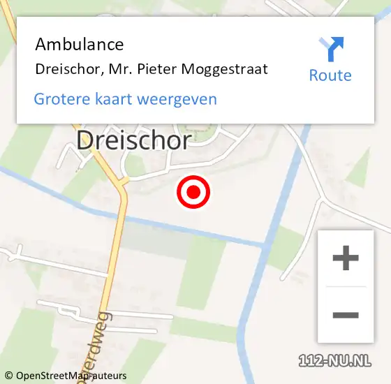 Locatie op kaart van de 112 melding: Ambulance Dreischor, Mr. Pieter Moggestraat op 13 juli 2017 12:07