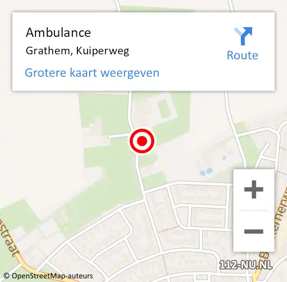 Locatie op kaart van de 112 melding: Ambulance Grathem, Kuiperweg op 13 juli 2017 12:17
