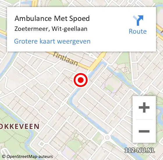 Locatie op kaart van de 112 melding: Ambulance Met Spoed Naar Zoetermeer, Wit-geellaan op 13 juli 2017 15:37