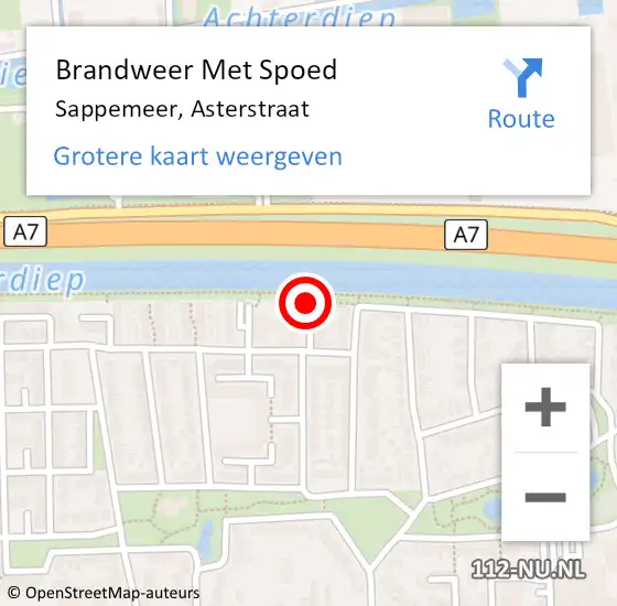 Locatie op kaart van de 112 melding: Brandweer Met Spoed Naar Sappemeer, Asterstraat op 26 januari 2014 23:49
