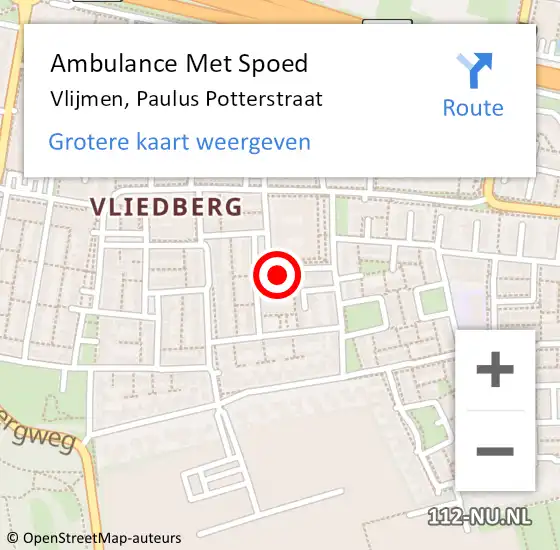 Locatie op kaart van de 112 melding: Ambulance Met Spoed Naar Vlijmen, Paulus Potterstraat op 13 juli 2017 18:00
