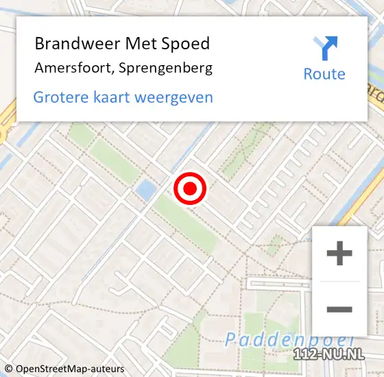 Locatie op kaart van de 112 melding: Brandweer Met Spoed Naar Amersfoort, Sprengenberg op 13 juli 2017 20:53