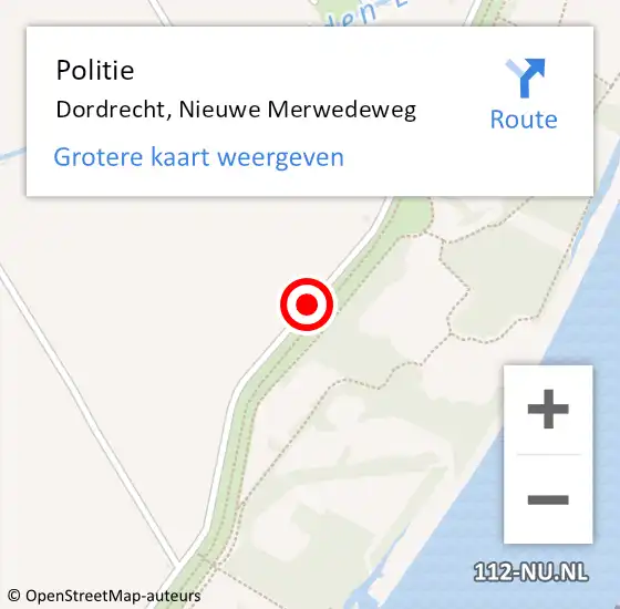 Locatie op kaart van de 112 melding: Politie Dordrecht, Nieuwe Merwedeweg op 13 juli 2017 21:32