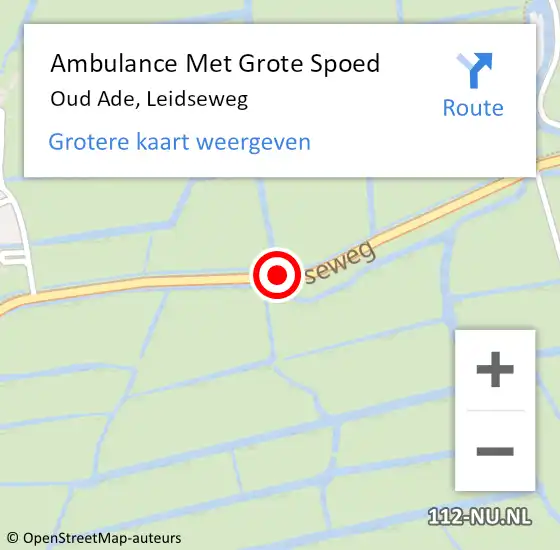 Locatie op kaart van de 112 melding: Ambulance Met Grote Spoed Naar Oud Ade, Leidseweg op 13 juli 2017 23:13