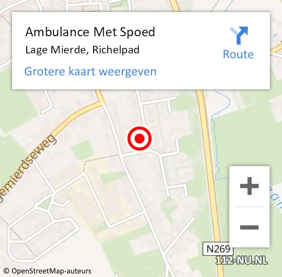 Locatie op kaart van de 112 melding: Ambulance Met Spoed Naar Lage Mierde, Richelpad op 14 juli 2017 01:05