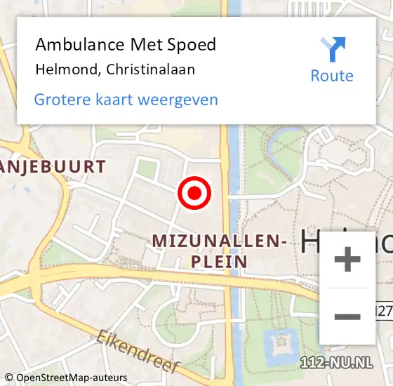 Locatie op kaart van de 112 melding: Ambulance Met Spoed Naar Helmond, Christinalaan op 14 juli 2017 08:18