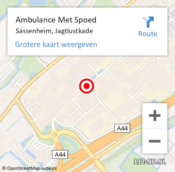 Locatie op kaart van de 112 melding: Ambulance Met Spoed Naar Sassenheim, Jagtlustkade op 14 juli 2017 08:23