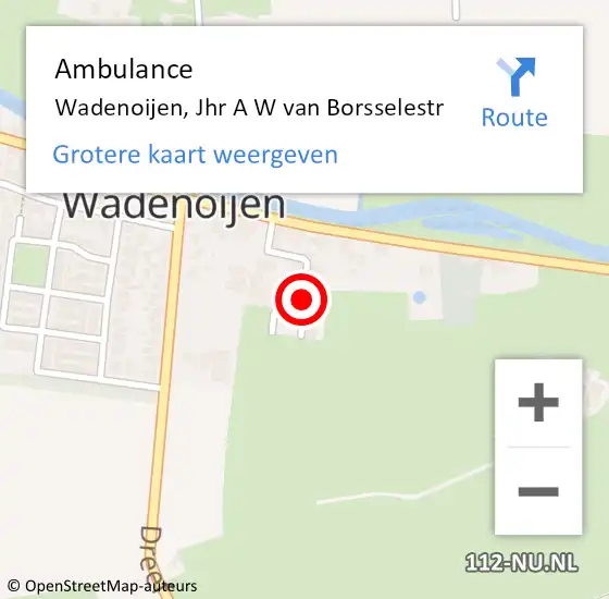 Locatie op kaart van de 112 melding: Ambulance Wadenoijen, Jhr A W van Borsselestr op 14 juli 2017 09:59