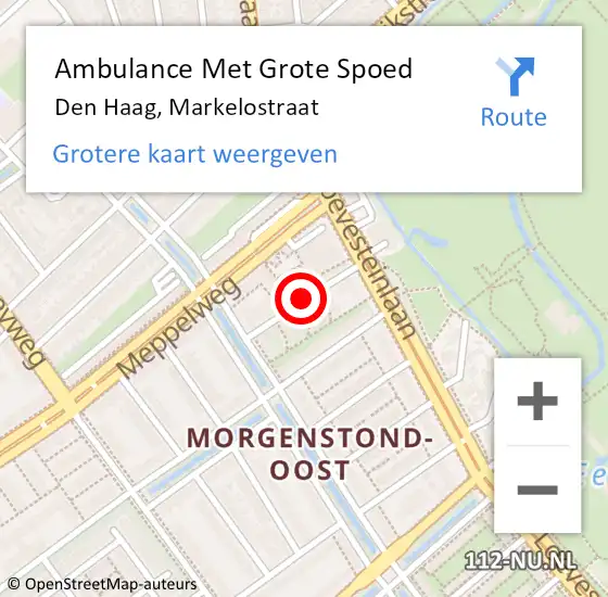 Locatie op kaart van de 112 melding: Ambulance Met Grote Spoed Naar Den Haag, Markelostraat op 14 juli 2017 11:16