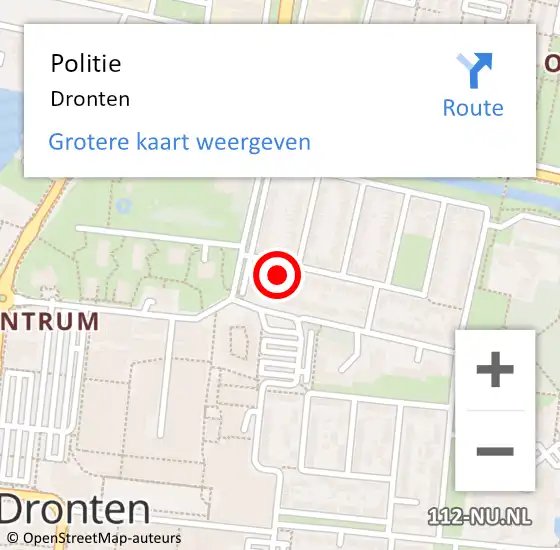 Locatie op kaart van de 112 melding: Politie Dronten op 14 juli 2017 14:20