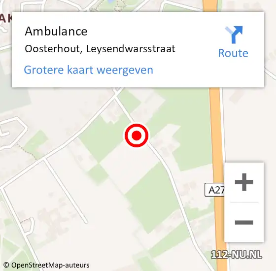 Locatie op kaart van de 112 melding: Ambulance Oosterhout, Leysendwarsstraat op 14 juli 2017 14:26