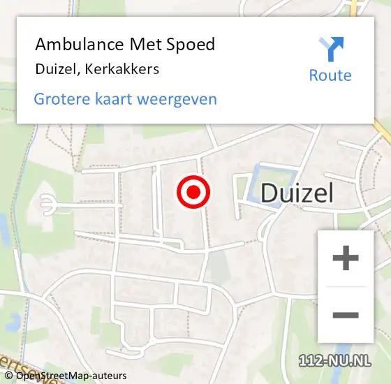 Locatie op kaart van de 112 melding: Ambulance Met Spoed Naar Duizel, Kerkakkers op 14 juli 2017 20:12