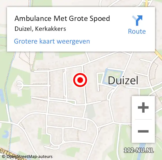 Locatie op kaart van de 112 melding: Ambulance Met Grote Spoed Naar Duizel, Kerkakkers op 14 juli 2017 20:33