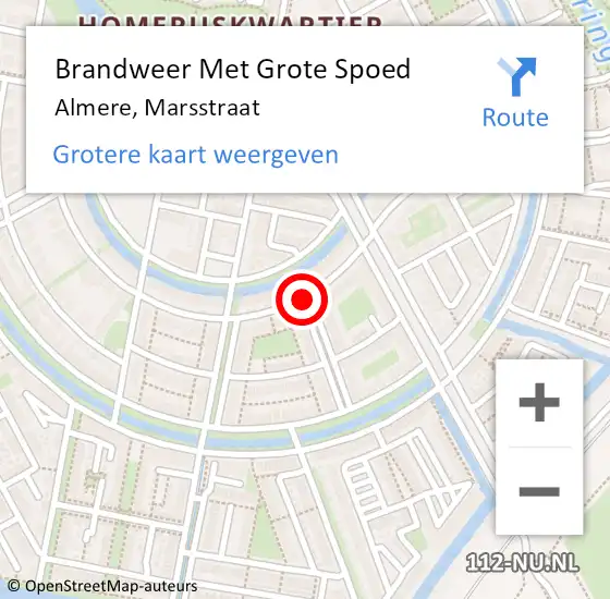 Locatie op kaart van de 112 melding: Brandweer Met Grote Spoed Naar Almere, Marsstraat op 14 juli 2017 22:40