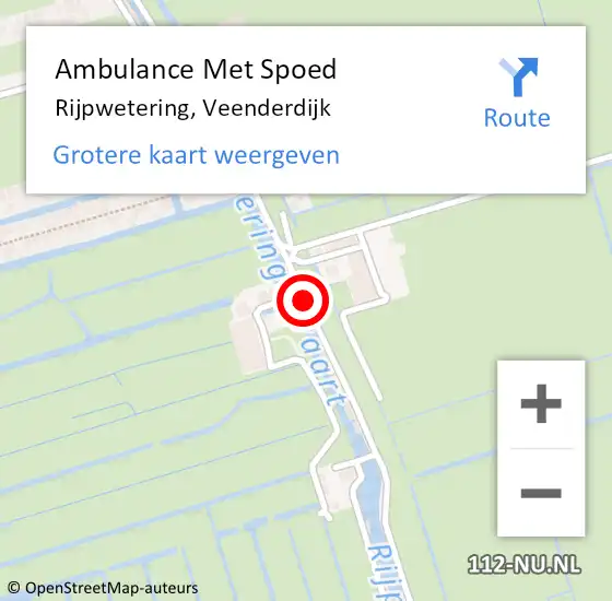 Locatie op kaart van de 112 melding: Ambulance Met Spoed Naar Rijpwetering, Veenderdijk op 15 juli 2017 11:28