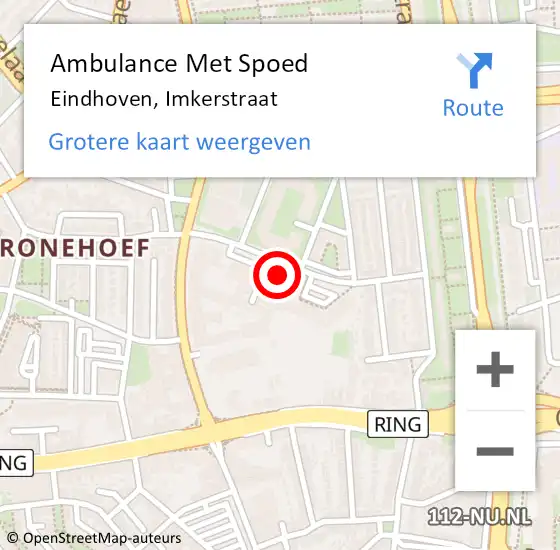 Locatie op kaart van de 112 melding: Ambulance Met Spoed Naar Eindhoven, Imkerstraat op 15 juli 2017 17:51