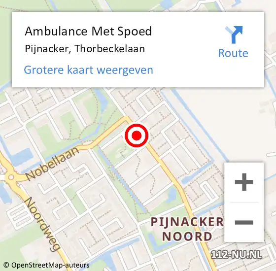 Locatie op kaart van de 112 melding: Ambulance Met Spoed Naar Pijnacker, Thorbeckelaan op 15 juli 2017 20:01