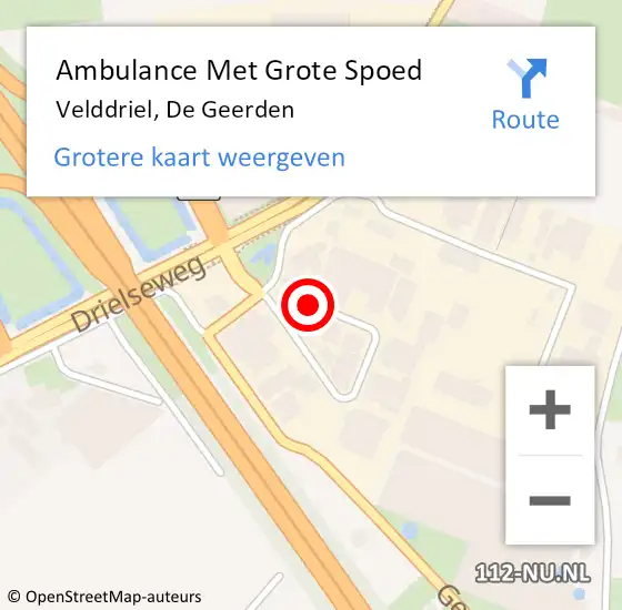 Locatie op kaart van de 112 melding: Ambulance Met Grote Spoed Naar Velddriel, De Geerden op 15 juli 2017 21:25
