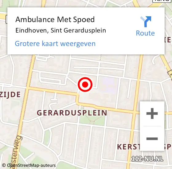 Locatie op kaart van de 112 melding: Ambulance Met Spoed Naar Eindhoven, Sint Gerardusplein op 15 juli 2017 22:16