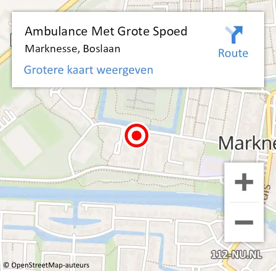 Locatie op kaart van de 112 melding: Ambulance Met Grote Spoed Naar Marknesse, Boslaan op 16 juli 2017 00:38