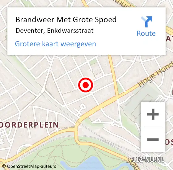 Locatie op kaart van de 112 melding: Brandweer Met Grote Spoed Naar Deventer, Enkstraat op 16 juli 2017 02:05