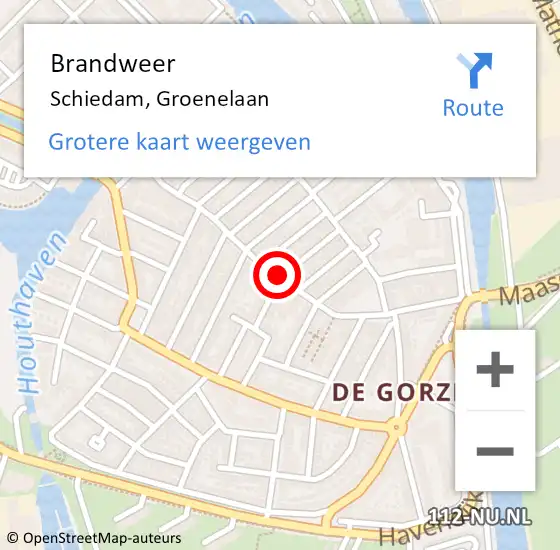 Locatie op kaart van de 112 melding: Brandweer Schiedam, Groenelaan op 16 juli 2017 04:19