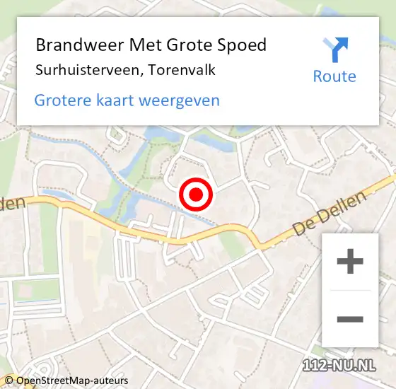 Locatie op kaart van de 112 melding: Brandweer Met Grote Spoed Naar Surhuisterveen, Torenvalk op 16 juli 2017 08:50