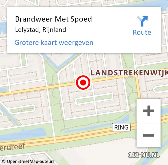 Locatie op kaart van de 112 melding: Brandweer Met Spoed Naar Lelystad, Rijnland op 16 juli 2017 13:44
