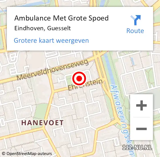 Locatie op kaart van de 112 melding: Ambulance Met Grote Spoed Naar Eindhoven, Guesselt op 16 juli 2017 14:07
