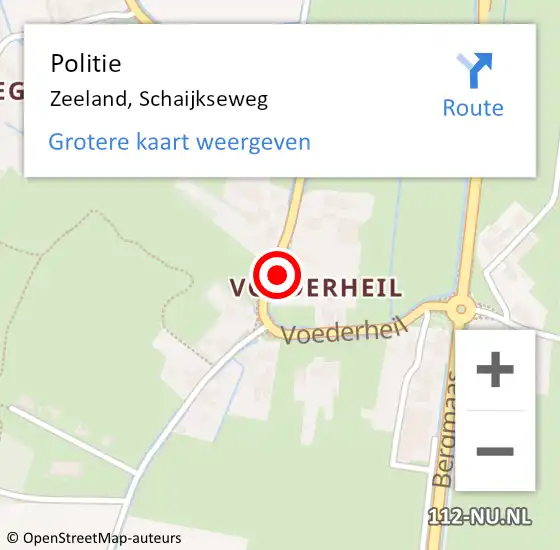 Locatie op kaart van de 112 melding: Politie Zeeland, Schaijkseweg op 16 juli 2017 18:54
