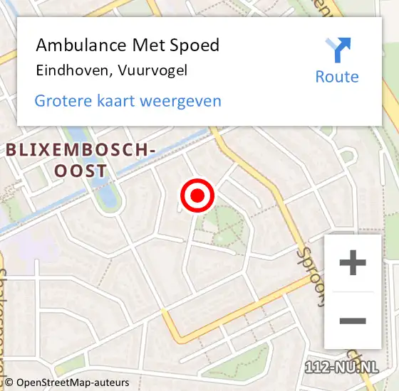 Locatie op kaart van de 112 melding: Ambulance Met Spoed Naar Eindhoven, Vuurvogel op 16 juli 2017 20:42