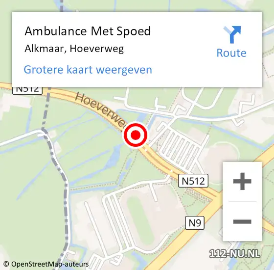 Locatie op kaart van de 112 melding: Ambulance Met Spoed Naar Alkmaar, Hoeverweg op 17 juli 2017 05:38