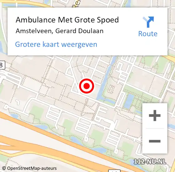 Locatie op kaart van de 112 melding: Ambulance Met Grote Spoed Naar Amstelveen, Gerard Doulaan op 17 juli 2017 10:16