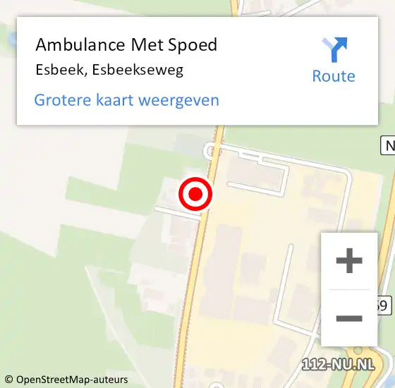 Locatie op kaart van de 112 melding: Ambulance Met Spoed Naar Esbeek, Esbeekseweg op 17 juli 2017 11:07