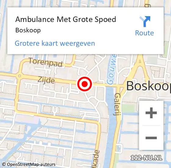 Locatie op kaart van de 112 melding: Ambulance Met Grote Spoed Naar Boskoop op 17 juli 2017 15:49