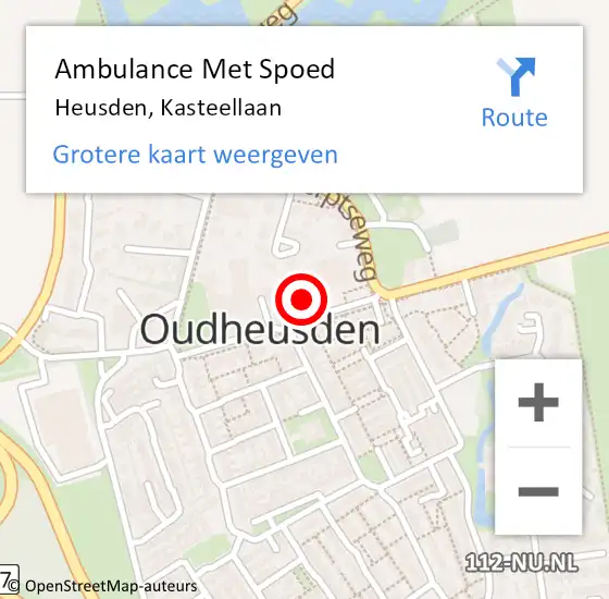 Locatie op kaart van de 112 melding: Ambulance Met Spoed Naar Heusden, Kasteellaan op 17 juli 2017 15:56