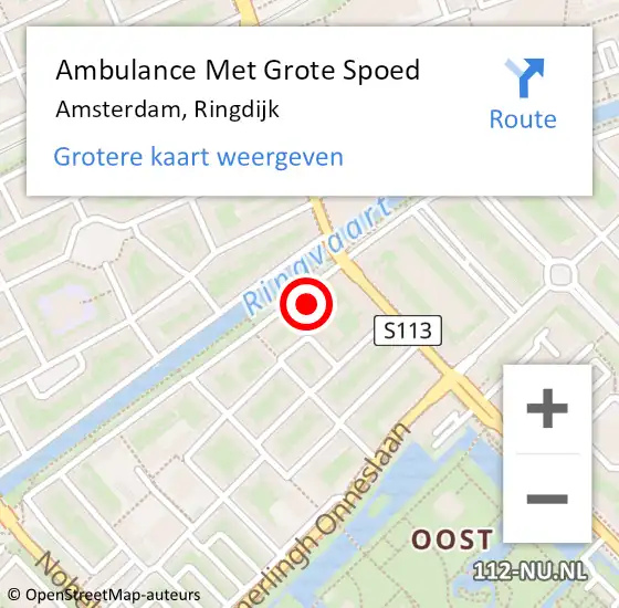 Locatie op kaart van de 112 melding: Ambulance Met Grote Spoed Naar Amsterdam, Ringdijk op 17 juli 2017 16:29